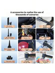 这款车载吸尘器礼盒套装包含一台6000PA吸尘器和7个配件。这款强大的无线吸尘器适用于汽车和家居，拥有强大的吸力和防护功能，电池强劲，吸力强劲。