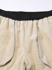 2pcs Men's Wool Lined Warm Pants, Casual Straight Leg Trousers With Pockets And Drawstring, Comfortable And Easy To Match, Winter