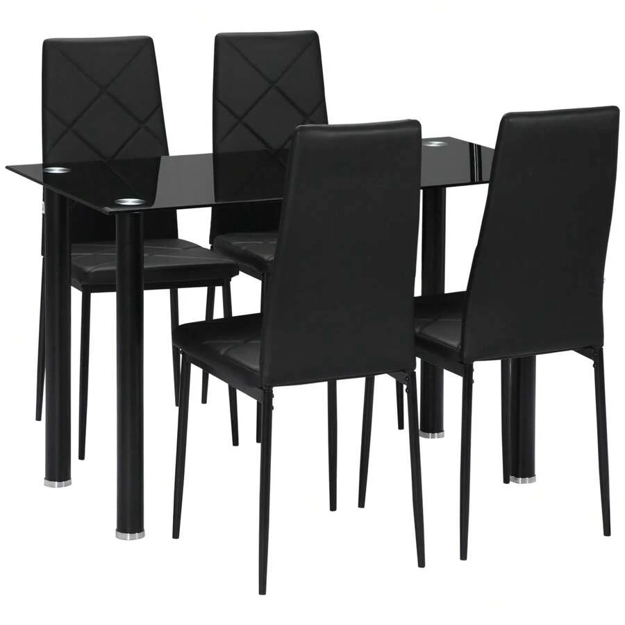 Ensembles de table et chaises de salle à manger - Noir - Voir 1