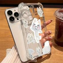 Cute INS Toro Inoue Cat Phone Case Compatible With IPhone 16 15 14 13 12 11 Pro Max X XR XS Max 8 45 Plus Shockproof Transparent Soft Back CoverSuitable For IPhone 17 AirSuitable For IPhone 17 Air - 無色 - 查看 1