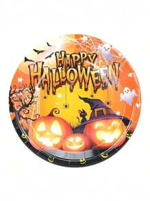 Halloween Party Supplies Orange Halloween Pumpkin Paper Plate Cup Napkin Set Happy Halloween Cake Plate Dinner Plate Scary Birthday Decorations Halloween Decoration