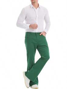 Men's Relaxed Stretch Vintage 60s 70s Bell Bottom Fit Comfort Flared Retro Leg Denim Jeanshalloween - 綠色 - 查看 7