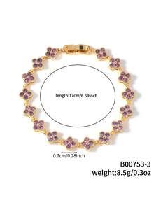 1 件彩色时尚奢华花卉锆石手链 - 橫豎連結式 - 查看 19