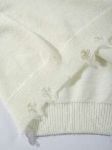 ANDREILEE 秋冬新款男女通用破洞流苏休闲宽松美式针织套头毛衣，长袖 - 杏色 - 查看 8