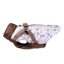 1pc Pet Reflective Cotton Padded Vest, Paw Print Design, Thick & Warm, Leash Attachable, Suitable For Medium/Small Dogs & Cats, Autumn/Winter - Coffee Brown - View 10