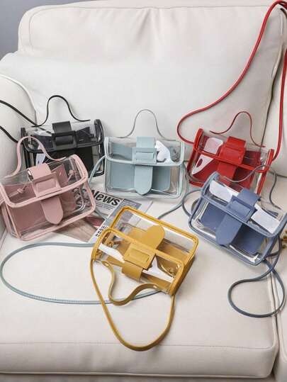 Small Fresh Transparent Jelly Bag Fashion Small Square Bag Handbag Handbag Women's Bag One Shoulder Crossbody Bag Simple Small Bag, Transparent Small Square Bag, Fashion Women's One Shoulder Tote Bag, Perfect Gift For Valentine's Day, Festival Or Anniversary