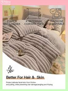 3pcs Fluffy & Super Soft Duvet Cover Set - Faux Fur Feather Duvet Cover Set, Plush Duvet Cover Set, Boys Girls Dorm Bedding 1pc Duvet Cover With Zipper Closure And 2pcs Pillow Shams, Comforter Not Included, Twin, Full, King, Queen Size