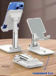 1pc Personalized Customization Adjustable & Foldable Mobile Phone Holder, Portable Slouchy Desk Stand, Non-Slip Plastic Tablet Stand, Battery-Free