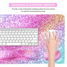 Large Keyboard Mouse Pad Set, Extended Mouse Pad+Keyboard Wrist Rest Support, Memory Foam Ergonomic Easy Typing, 4Pcs (35.4*15.9 In) Desk Pad Set For Home Office Study Game - Colorful-671326 - Colorfulsands - View 6