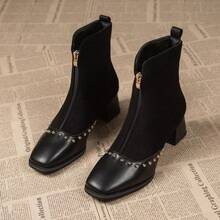 2025 Autumn And Winter New All-Match Temperament Boots Women's Thick Heel All-Match Popular Fashion Boots