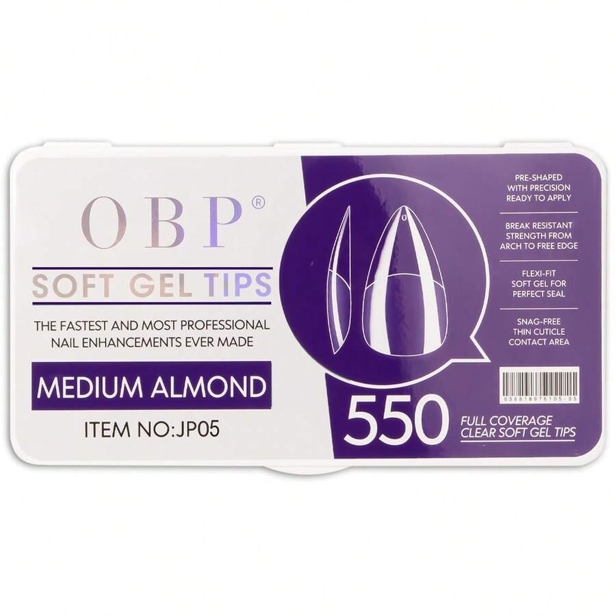 OBP C & G Tips Medium Almond Soft Gel Uñas Postizas 550 Piezas - transparente - Ver 1