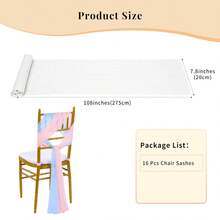 8pcs Blue Chiffon Sashes & 8pcs Pink Chiffon Sashes, Wedding Chair Covers And Aisle Decor, Suitable For Weddings, Ceremonies, Parties, Events, Banquets, Balls - Multicolor - View 4