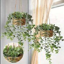 1/2PCS Artificial Eucalyptus Hanging Plant - 12.6 Inch Fake Greenery In Woven Basket, All-Season Home Decor For Living Room, Bedroom, Porch - Holiday Decor (Christmas, Halloween, Easter, Thanksgiving) - Indoor/Outdoor Use - màu xanh lá - Xem 10