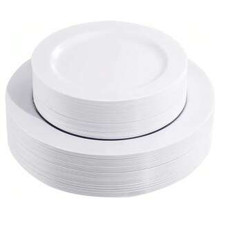 10/25pcs 7.5"/10.25" Pure White Disposable Plates - Lightweight, Reusable And Washable, Suitable For Outdoor Dining, BBQ, Western Meals, Family Gatherings, Team Building, Weddings And Parties