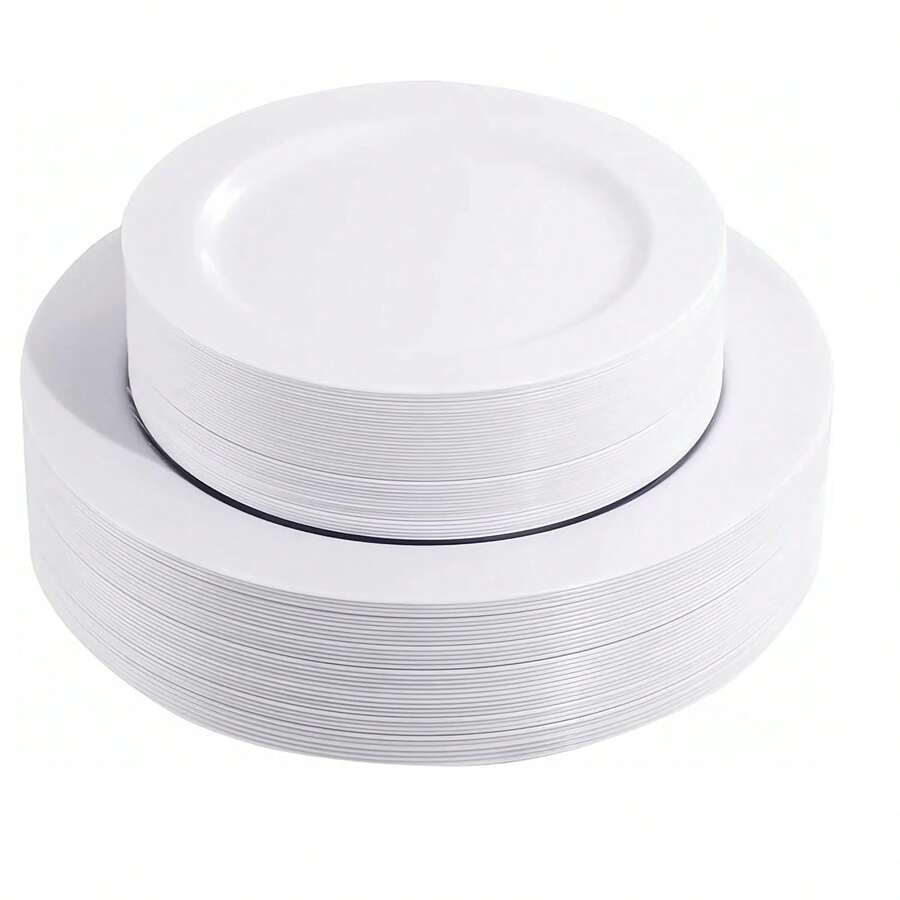 10/25 Stücke 19cm/26cm reine weiße Einwegplatten - leicht, wiederverwendbar und waschbar, geeignet für Outdoor-Dining, BBQ, westliche Mahlzeiten, Familienfeiern, Teambuilding, Hochzeiten und Partys