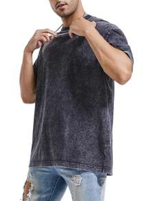 3 Pack Men's Vintage Washed Oversized Cotton T Shirts Loose Fit Short Sleeve Casual Streetwear Unisex Tops - 黑色+灰色+咖啡 - 查看 2