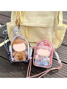 15cm Plush Toy Protective Case With Canvas, For LBB A Second-Generation Sitting And Crossbody Bag, PVC Transparent Crossbody Bag, And A Dust-Proof Storage Bag - Multicolor - View 6