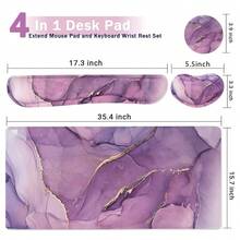 Large Keyboard Mouse Pad Set, Extended Mouse Pad+Keyboard Wrist Rest Support, Memory Foam Ergonomic Easy Typing, 4Pcs (35.4*15.9 In) Desk Pad Set For Home Office Study Game - Colorful-671326 - 紫色大理石2 - 查看 3