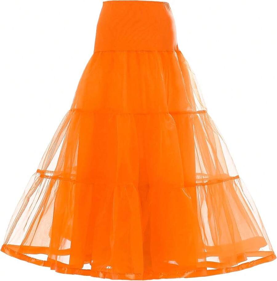 Plus Size Ankle Length Petticoat Crinoline Underskirt For Weddings - 橘色 - 查看 1