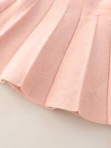 2 件女童条纹开衫和裙子套装，时尚设计优雅秋冬装，儿童礼物节日服装 - 白色 - 查看 8