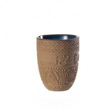 1 Taza de café de gres, taza de té cerámica, de lujo ligero y estilo retro, taza de agua, taza de bebida, con relieve árabe, estilo de Oriente Medio, suave y fácil de limpiar, resistente a quemaduras, a grietas y a altas temperaturas, taza de café para oficina y hogar, muy adecuada para regalar o para uso personal