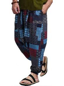 Mens Womens Harem Pants Loose Fit Boho Yoga Hippie  Drop Crotch Trousers-20256688 - Phong cách 4 - Xem 3