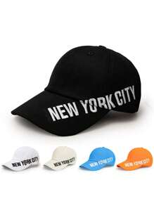1pc Unisex Outdoor Embroidered "New York" Adjustable Baseball Cap, Sun Protection, Casual, Suitable For Spring/Fall Travel, Beach, Suitable For Men & Women, Y2K Style