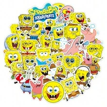 SpongeBob SquarePants 50 件可爱卡通海绵宝宝涂鸦贴纸和海绵宝宝卡通可爱防水贴纸，适用于装饰手机壳、日记本、水杯、手提箱等。它们是送给朋友的绝佳礼物，非常适合圣诞节、万圣节、派对和生日。 - 彩色 - 查看 2