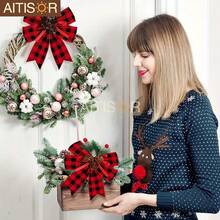 6pcs Christmas Buffalo Plaid Bowknot Plastic Pine Cone Picks, For Christmas Tree, Fireplace Wreath DIY Craft, Party Decor, Gift Packaging, Seasonal Decoration - Multicolor - View 8