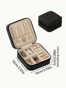 1 Leopard Print Jewelry Box, Portable Jewelry Earring Ring Storage Box, Small Exquisite Necklace Box For Women Storage Organizer Travel Essentials Back To School Dormitory Storage - Multicolor - View 13