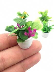 娃娃屋微型植物模型，成品盆栽，景观花盆，户外盆栽花卉和绿植 - 彩色 - 查看 7