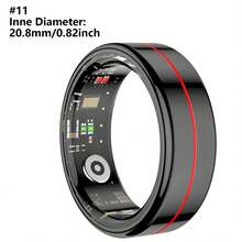 Intelligenter Ring - Fitness- & Schlaftracker, Schritt-, Distanz- & Kalorienüberwachung, magnetisches Laden - modisches Edelstahldesign, perfektes Geschenk zum Geburtstag, Neujahr, Weihnachten für Freunde, ideal für Partys, Feiertage & besondere Anlässe, IP68 wasserdicht, kompatibel mit iOS & Android, keine Abonnementgebühr, Roségold/Weiß/Schwarz, Größe 7/8/9/10/11/12 (15mAh wiederaufladbarer Akku) - YJH-R04 - Übersicht 30