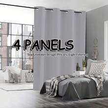 Soft And Comfortable Breathable Door Curtain/Privacy Insulated Light Filtering Ring Top Window Curtains For Bedroom, Closet, Living Room, Dining Room & Christmas Party Decor - 4pcs/Set