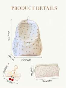 时尚大容量女士背包，尼龙材质轻便可爱女士学生背包 - 可爱花卉图案笔记本电脑背包，大学书包，多口袋设计，适合商务、通勤、户外、旅行和郊游等，流行的返校季节选择 - 送给青少年、初中/高中和大学生的理想礼物 - 彩色 - 查看 11