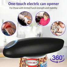 One-Touch Automatic Electric Can Opener - For Seniors & Chefs, No Sharp Edges, Universal For All Can Sizes - 黑色 - 查看 5