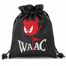 Golf Valuables Pouch, Golf Tee Pouch With Drawstring Closure Golf Ball Handbag Portable Ball Pouch - Black - View 3