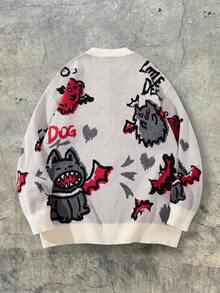 ANDREILEE 春秋冬新款休闲通勤风男女通用毛衣，采用别致的提花图案，长袖开衫，针织上衣 - 杏色 - 查看 3