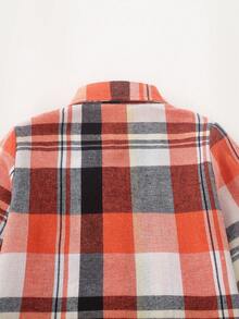 Young Boy Plaid Print Long Sleeve Single-Breasted Casual Shirt, Autumn