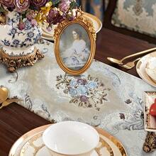 HeMiaor Exquisite Table Runner With Chenille And Elegant Chic Jacquard Textured Damask Design With Beaded Tassels For Daily Decoration 120 Inches Long Beige - 米色 - 查看 5