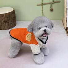 25pcs/Set Pet 2 In 1 Cotton Vest, Thickened Floral Dog Cotton Jacket, Small Dog Clothes, Autumn/Winter New Padded Vest - Orange - View 7