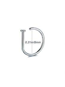 1pcs/Unisex Fake Pierced Nose Ring Nose Septum Non-Piercing Nose Clip Rock Hip Ring Stainless Steel Fashion Punk Body Jewelry - Bạc - Xem 3