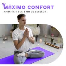 MUUK FITNESS Alfombrilla de Yoga 170 x 70 cm – Grosor 4 mm, Tapete para Yoga, Pilates, Fitness y Ejercicio, Antideslizante, Plegable y Fácil de Transportar, PVC Resistente y a Prueba de Agua, Ideal para Casa, Gimnasio, Parque o Viajes, Diseño Cómodo que Protege Articulaciones, Superficie Estable y Duradera para Relajación, Meditación y Estiramientos, Apta para Principiantes y Expertos. - Morado - Ver 8