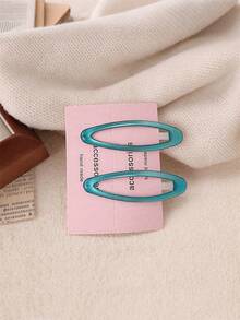 12个/6个装精致透明几何椭圆形BB夹，时尚发夹，适合女性和女孩，适合上学、秋季佩戴，可爱蝴蝶结发夹，头饰，发卡 - 彩色 - 查看 11