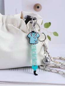1pc Customized Nurse Uniform, Silicone Heart & Letter Beaded Keychain, Customized Name, Anti-Lost Chain, Customized Keychain, Customized Bag Charm - Stethoscope - View 13