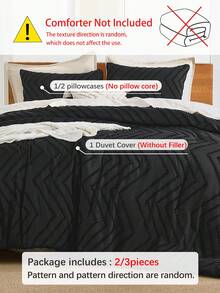 2/3pcs Black Geometric Floral Duvet Cover Set, Soft & Skin-Friendly, Suitable For Twin/Full/Queen/King Size Bed, All Seasons Home Decor, Bedding Gift, Machine Washable - Black - View 6