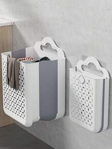 1pc Modern Foldable Laundry Basket | Plastic Hollow Wall-Mounted Storage Box, Can Be Used To Store Clothes, Toys, Snacks, Fruits, Also Suitable For Balcony Storage - Multicolor - View 8