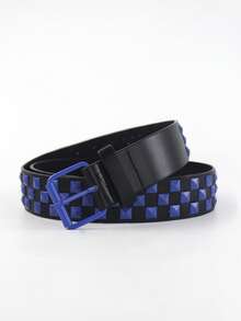 1 pieza Cinturón unisex de estilo punk, cinturón con patrón de tablero de ajedrez para jeans y pantalones cargo, adecuado para uso diario, estilo callejero y accesorios de otoño-invierno para campus, adecuado para adolescentes, jóvenes, hombres, casual, al aire libre, atlético, vacaciones, regalos de graduación, cumpleaños, uso diario - Multicolor - Ver 16