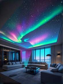 Aurora LED Projector Light With Remote Control - USB-Powered Galaxy & Nebula Ceiling/Desk Lamp, Adjustable Brightness, Aurora Borealis Effect In Pink, Blue, Purple, Green, For Bedroom, Living Room, Home Theater, Office Decor - Modern Astronomy Lighting, Moon And Stars Decor, Ambient Room Lighting, Fantasy Atmosphere, Highquality Lighting, Plastic Construction, Bedroom Lighting