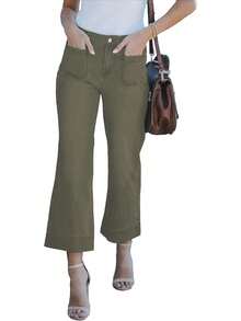 Wide Leg Jeans For Women  High Waisted Flare Jeans Cropped Pants Stretchy Baggyhalloween - màu xanh lá - Xem 11