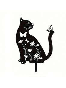 1pc Ornamental Garden Stake, Creative Metal Cute Dog And Butterfly Shaped Yard Decor, Home And Living, Outdoor And Garden, Patio And Garden Decor, Suitable For Outdoor Activities, Home Events, Birthday, Wedding, Party, Etc.